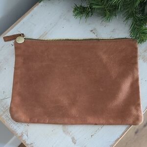 Clare V Flat Leather Clutch In Tan